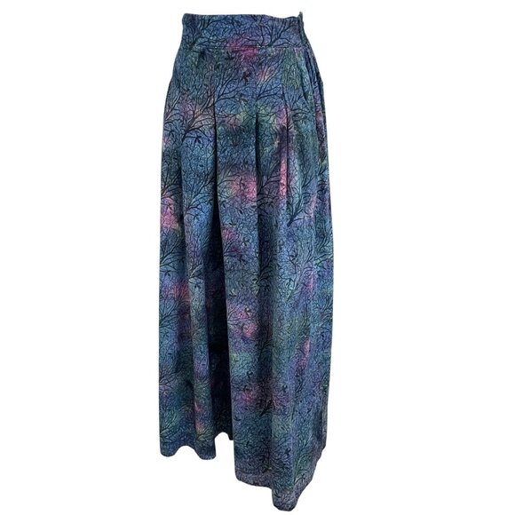 Galaxy Tree Print Wide Leg Pants Elastic Waist Boho Artsy Festival Cottagecore - Picture 5 of 9